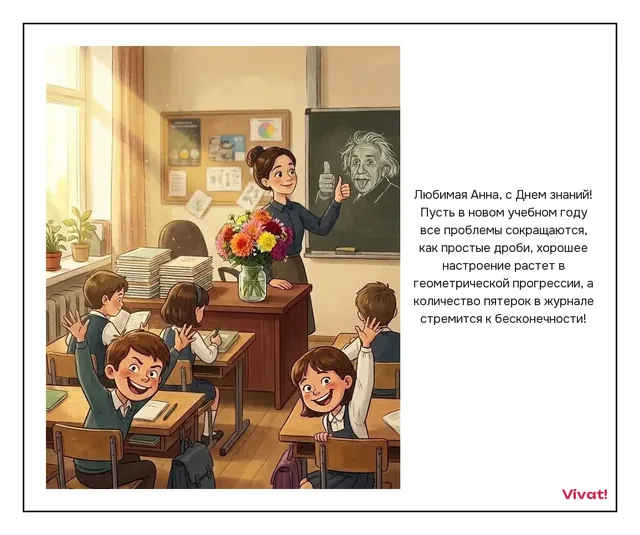 Пример поздравления — Математическое поздравление на 1 сентября учителю математики от мужа