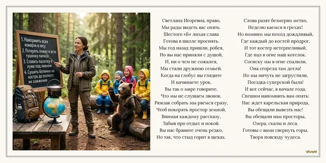 Классная руководительница · Стиль "Фото" — Поздравление классному руководителю с упоминанием совместного похода и любовь к географии